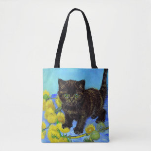 Van Gogh Stil Cat med solblommor Tygkasse