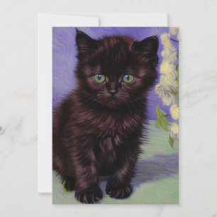 Van Gogh Stil Cat med vita blommor Spara Datumet