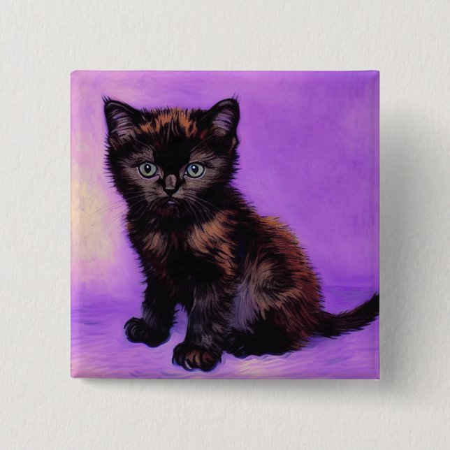 Van Gogh Stil Lila Cat Knapp (Framsida)