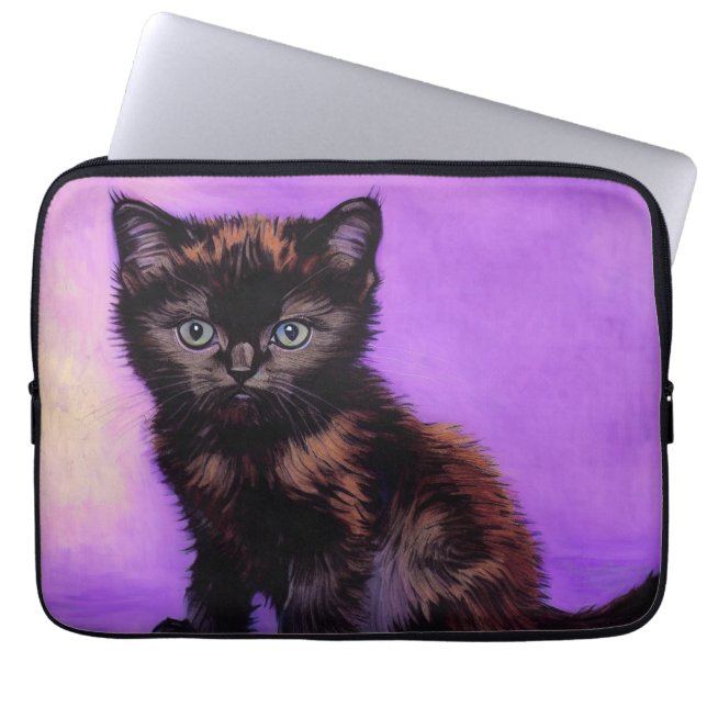 Van Gogh Stil Lila Cat Laptop Fodral (Framsidan)