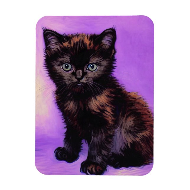 Van Gogh Stil Lila Cat Magnet (Vertikal)