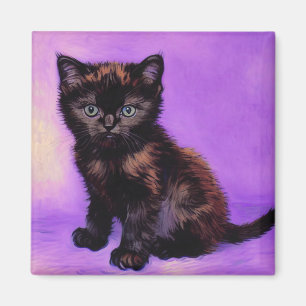 Van Gogh Stil Lila Cat Magnet