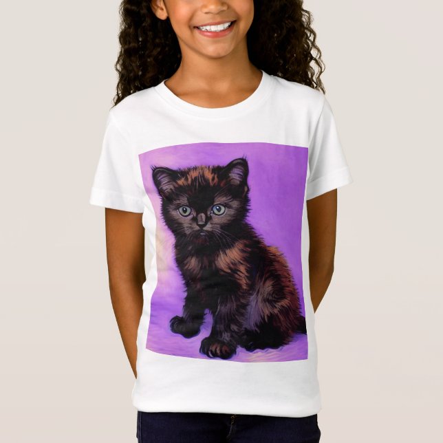 Van Gogh Stil Lila Cat T Shirt (Framsida)