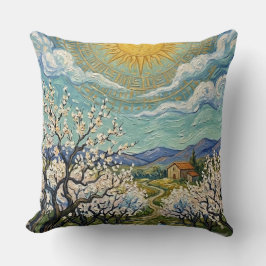 Van Gogh Stil Mandelträdgård Vårblomning Kastthrow Kudde