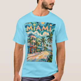 Van Gogh Stil Miami Ocean Drive Colorful Beach T Shirt