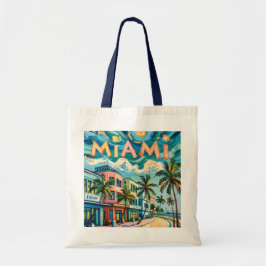 Van Gogh-stil Miami Ocean Drive Färgrik Strand Tygkasse