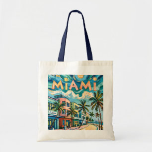Van Gogh-stil Miami Ocean Drive Färgrik Strand Tygkasse