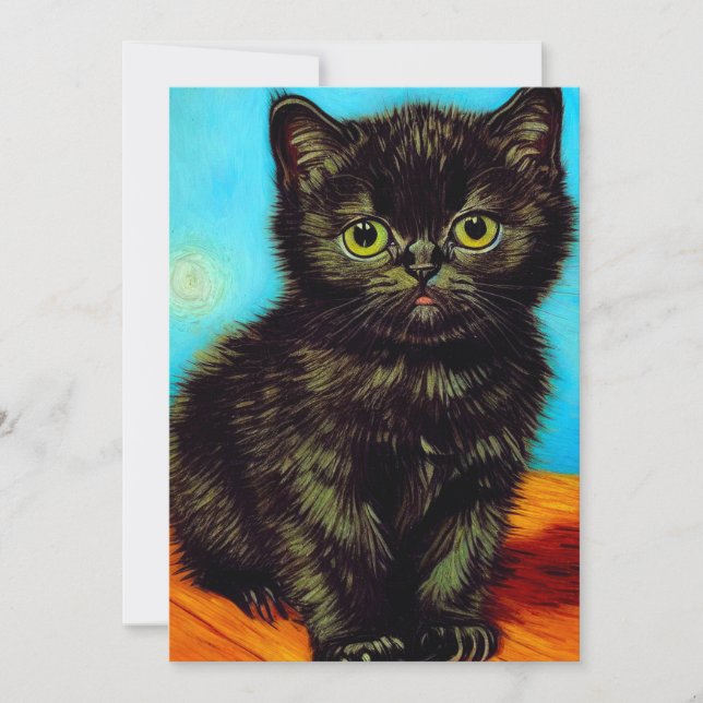 Van Gogh Stil Pouting Kitten Spara Datumet (Framsida)