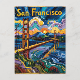 Van Gogh-stil San Francisco Golden Gate Bridge Vykort