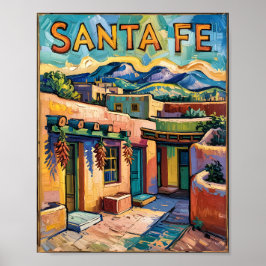 Van Gogh Stil Santa Fe Travel Art med Adobe Home Poster