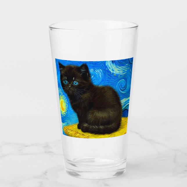Van Gogh Stil Starry Night Cat Glaskopp (Framsida)