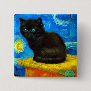 Van Gogh Stil Starry Night Cat Knapp