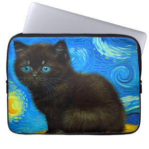 Van Gogh Stil Starry Night Cat Laptop Fodral