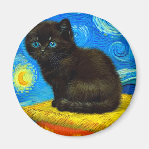 Van Gogh Stil Starry Night Cat Magnet