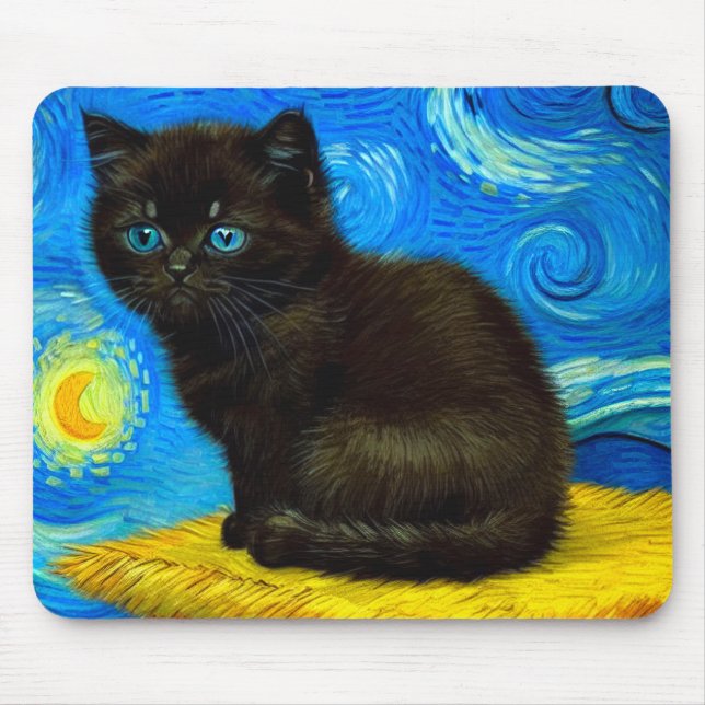 Van Gogh Stil Starry Night Cat Musmatta (Framsidan)