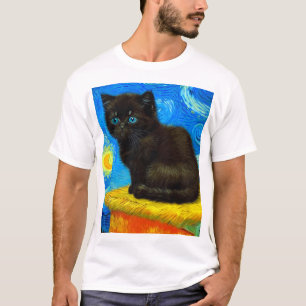 Van Gogh Stil Starry Night Cat T Shirt
