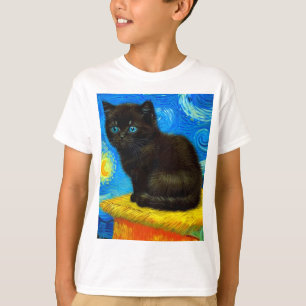 Van Gogh Stil Starry Night Cat T Shirt