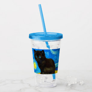 Van Gogh Stil Starry Night Cat Take Away Mugg