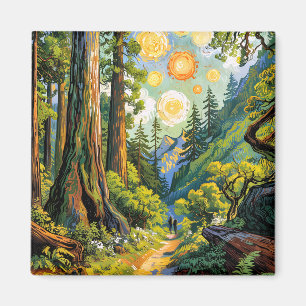 Van Gogh-stil stig i Redwood National Park Magnet