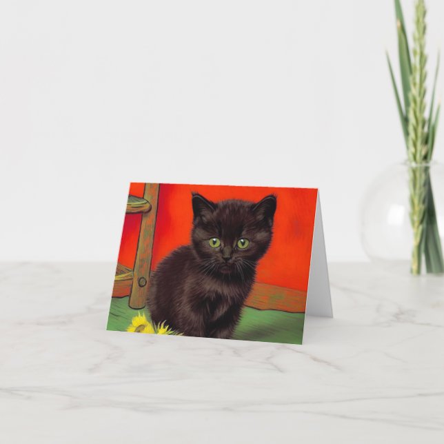 Van Gogh Stil Svart Katt Inbjudan (Framsida)