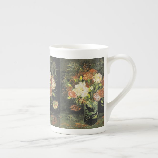 Van Gogh still Life med ängsblommor och Ro Benporslin Mugg (Höger)