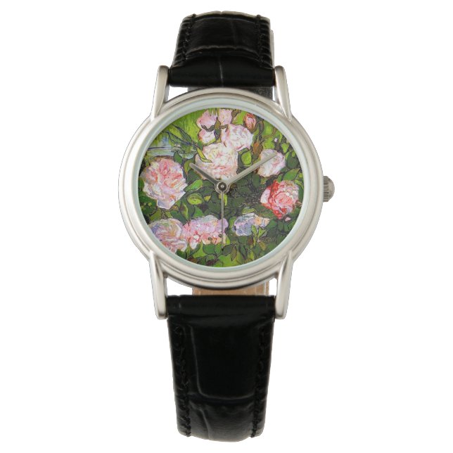 Van Gogh still Life med Rosa ros Armbandsur (Framsida)