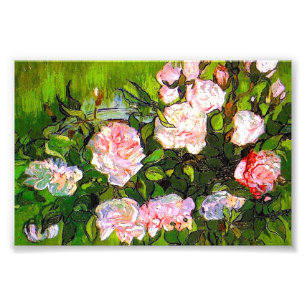 Van Gogh still Life med Rosa ros Fototryck