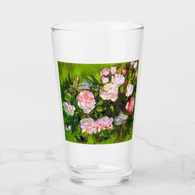 Van Gogh still Life med Rosa ros Glaskopp (Framsida)