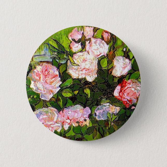 Van Gogh still Life med Rosa ros Knapp (Framsida)