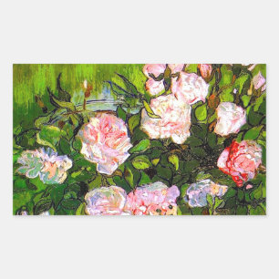 Van Gogh still Life med Rosa ros Rektangulärt Klistermärke