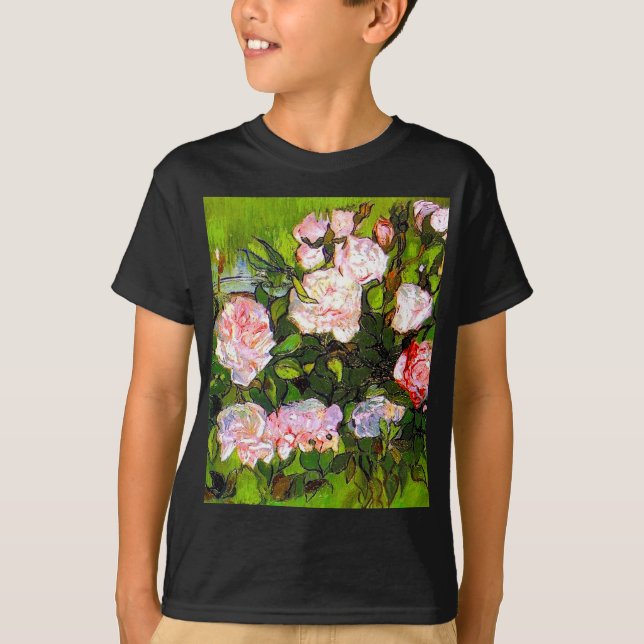 Van Gogh still Life med Rosa ros T Shirt (Framsida)