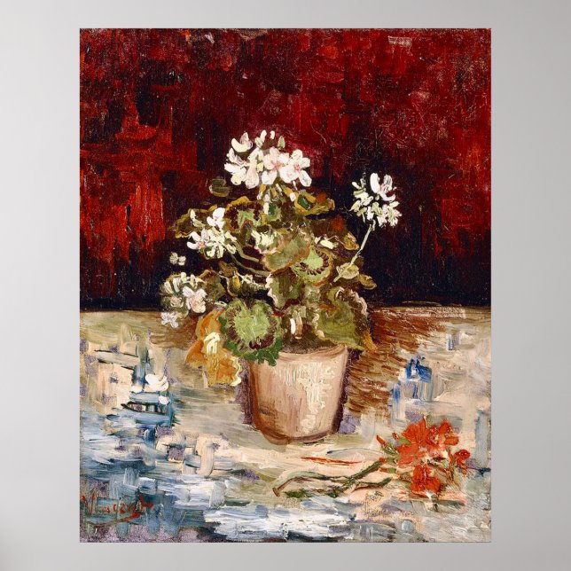 Van Gogh Still Life Pot of Geraniums  Poster (Framsidan)