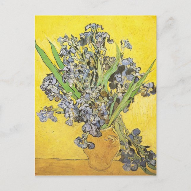 Van Gogh still Life Vas, Irises (F678) Fine Art Vykort (Framsida)
