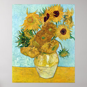 van Gogh still Life Vas med tolv solblommor Poster