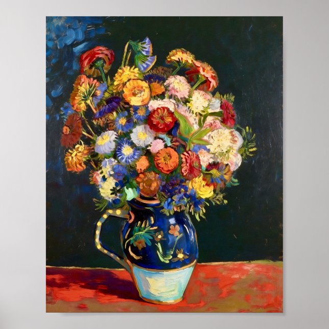 Van Gogh Still Life Vase with Zinnias Poster (Framsidan)