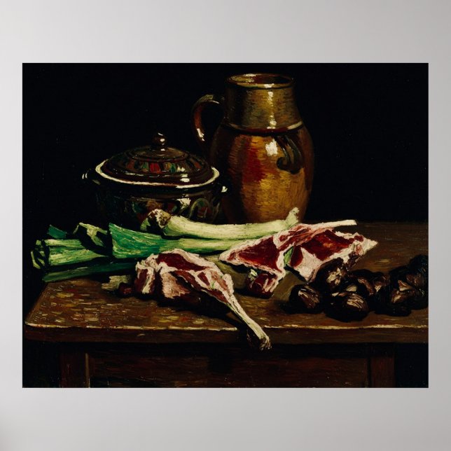Van Gogh Still Life with Meat, Vegetables, Pottery Poster (Framsidan)