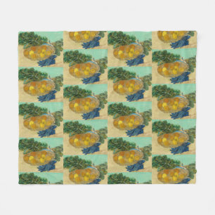 Van Gogh Stilleben Apelsiner Citroner Blå Handskar Fleecefilt