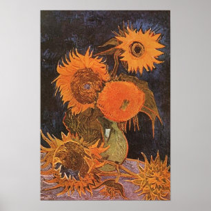 Van Gogh - Stilleben med 5 solrosor Poster