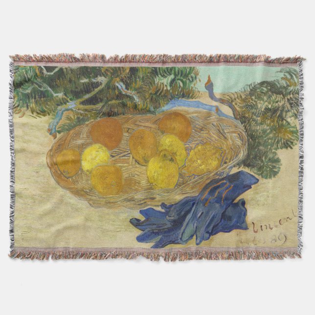 Van Gogh Stilleben med apelsiner citroner blå hand Filt (Framsidan)