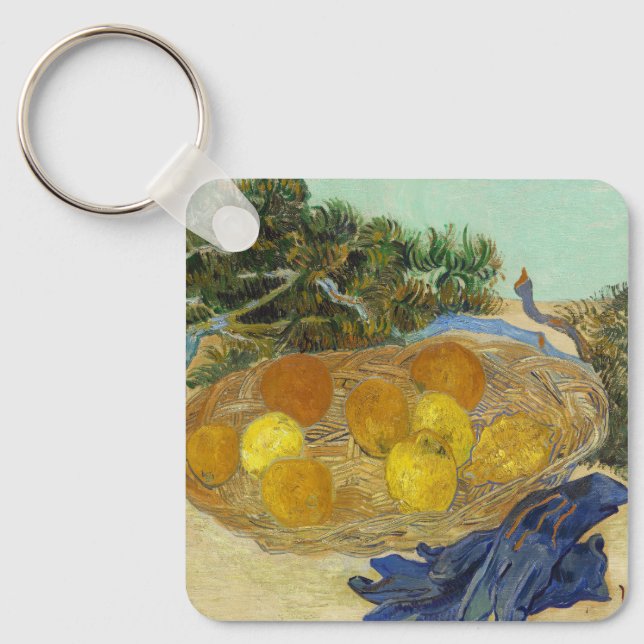 Van Gogh Stilleben med apelsiner citroner blå hand Nyckelring (Framsida)