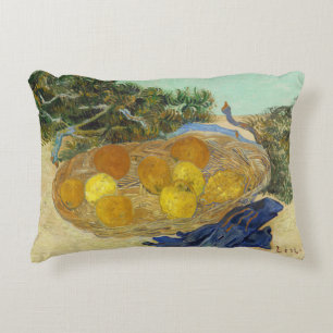 Van Gogh Stilleben med apelsiner citroner blå hand Prydnadskudde