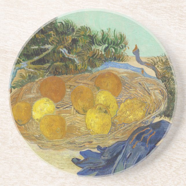 Van Gogh Stilleben med apelsiner citroner blå hand Underlägg (Framsidan)