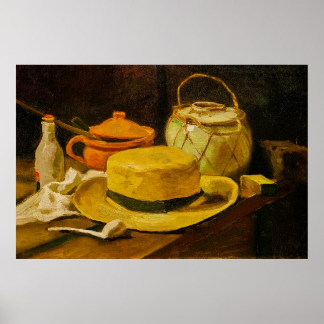 Van Gogh Stilleben med halmhatt Poster (Framsidan)