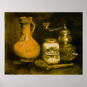Van Gogh Stilleben med kaffekvarn, pipa och kanna Poster