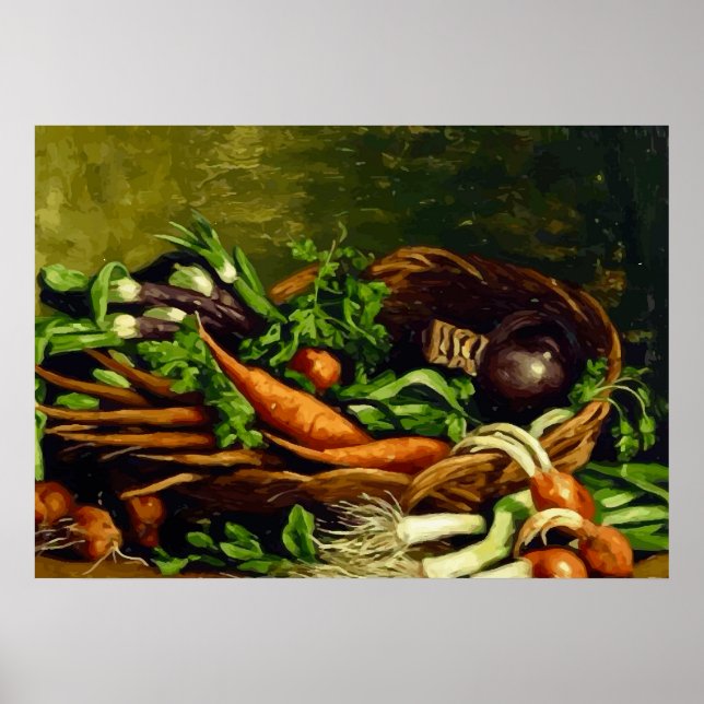 Van Gogh Stilleben med korg med grönsaker  Poster (Framsidan)