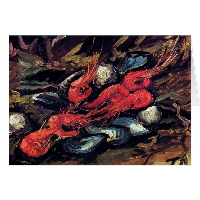 Van Gogh - Stilleben med musslor och räkor Hälsningskort (Framsidan Horizontal)
