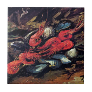 Van Gogh - Stilleben med musslor och räkor Kakelplatta