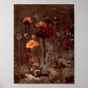 Van Gogh - stilleben med Scabiosa och ranunculusen Poster