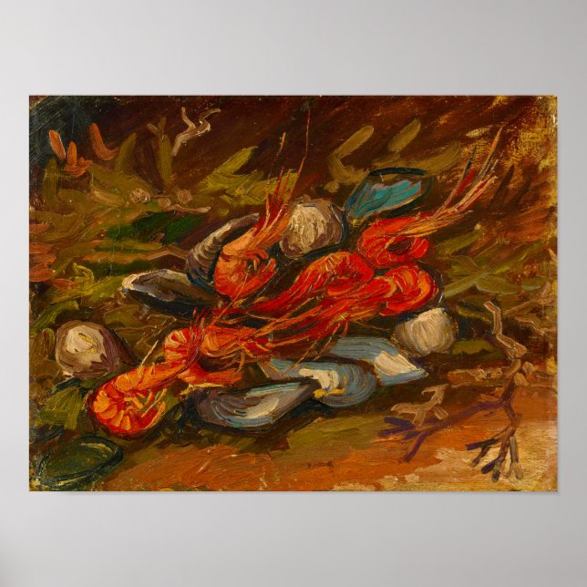 Van Gogh Stilleben Räkor och Andra Musslor  Poster (Framsidan)