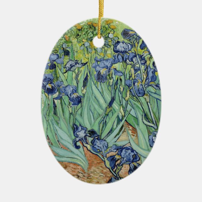 Van Gogh stilleben: Vas med Irises Julgransprydnad Keramik (Framsidan)